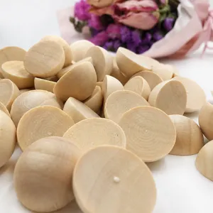 Cuentas de Media Bola de Madera Natural Accesorios Manualidades DIY Cuentas Sueltas de Madera para Fabricación de Joyas