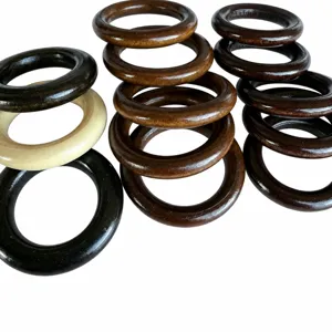 Wooden rings 50mm dark brown natural black DIY craft rings curtain hanging loops set