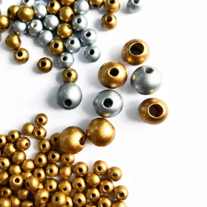 Gold und Silber umweltfreundliche Holzperlen lose runde Perlen für DIY Schmuck Zubehör.