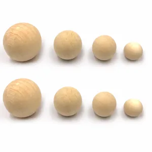 Natural Schima Wood Round Beads Unsoldered Solid Wood Balls DIY Jewelry Accessories Crafts Making