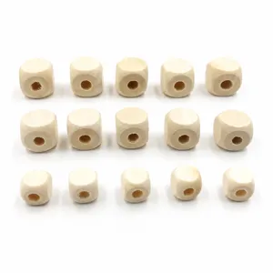 Natural Schima Wood Loose Beads Round Square Spacer Beads DIY Craft Jewelry Making Wooden Dice Wood Particles Accessories