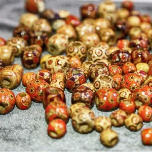 Colorful Wooden Loose Beads Floral Printed Wood Beads For DIY Jewelry Making Hair Braids Dreadlocks Decoration