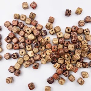 DIY mixed printed square wooden beads 8mm loose spacer beads for handmade jewelry making crafting