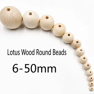Perles en bois naturel rondes perles en vrac pour fabrication de bijoux DIY et details.