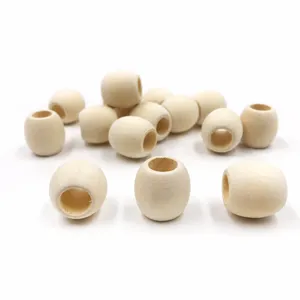 Natural wooden beads, large hole wood barrel beads for DIY jewelry making and crafting supplies.