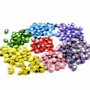 Wooden ladybug miniature figurines for DIY fairy garden landscaping and craft decor.
