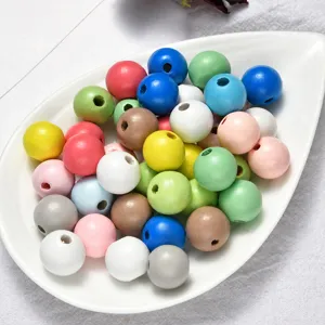 Colorful Wooden Beads Macaron Mixed Color Round Wood Beads For DIY Jewelry Making Handmade Crafts Accessories