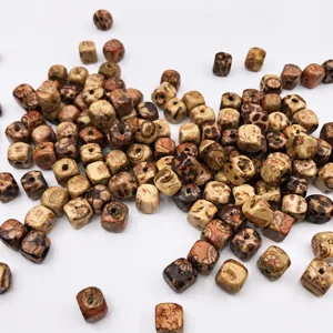 100pcs 8mm square printed wooden beads mix color DIY loose spacer beads for jewelry making