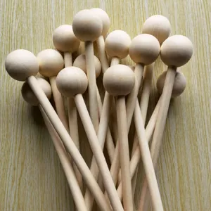 Massagestab aus Massivholz Holzkugel Stock Kinderspielzeug Rueckenkratzer Naturholz