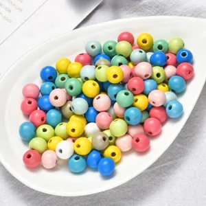 Colorful macaron wooden beads bulk DIY handmade jewelry making accessories spacer beads set