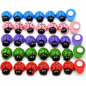 DIY Wooden Ladybug Beetle Micro Landscape Miniature Ornaments Self-Adhesive Wooden Craft Fairy Garden Decor