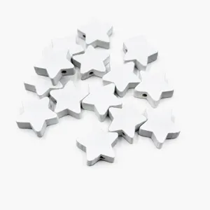 White star wooden beads for DIY crafts, handmade jewelry accessories, and holiday decorations.