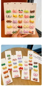 Simpatici elastici per capelli di cartone animato per neonate, set di piccoli cerchietti in resina.