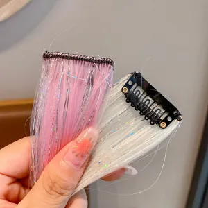Extensions de cheveux pour enfants mèches colorées à clip style doux et cool pour fête fille