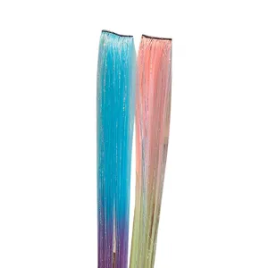Extensions de cheveux colorés pour enfants mèches scintillantes pince pour accessoires