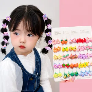Elastici per Capelli in Poliestere per Neonati Cartoni Animati Simpatici Anelli per Capelli a Forma di Fiore Animale Frutta per Bambini Senza Danni ai Capelli