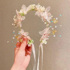 Accessoire de cheveux couronne florale pour enfants filles mariage fete tiara diademe