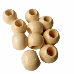 Natural wooden beads bulk round wood loose beads large hole wooden craft beads DIY jewelry