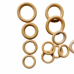 Wooden rings with eco-friendly varnish, multiple sizes for DIY craft, bag buckles and curtains.
