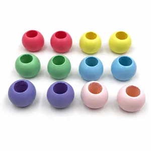 Colorful Wooden Round Loose Beads Large Hole Macaron Candy Color Wood Beads DIY Jewelry Making Craft Accessories