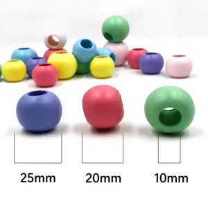Colorful wooden macaron beads large hole loose wooden beads for DIY jewelry accessories