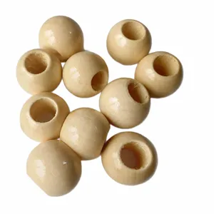 Natural wooden beads large hole round wood loose beads for DIY jewelry making crafts.