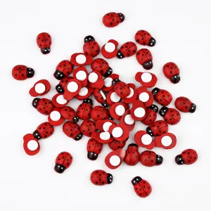 Wooden ladybug crafts mini decorative ladybugs DIY micro landscape moss plant pots stickers