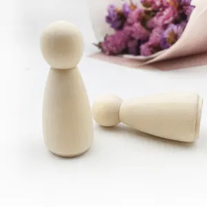 Unfinished wooden peg dolls DIY craft figures natural wood little people for painting and decor