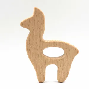 Giocattolo massaggiagengive per neonati in legno di faggio naturale, superficie liscia, presa sicura.