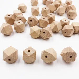 DIY Perles Vrac Octogonales en Bois de Hêtre Naturel Perle en Bois Facettée Pour Artisanat