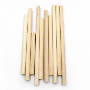 Wooden dowel rods, natural wood sticks for macrame craft and DIY projects, smooth surface detail.
