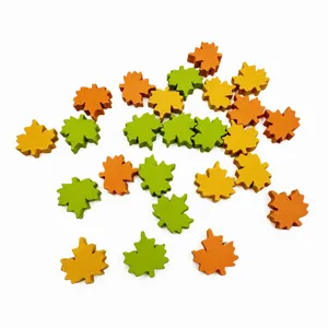 Colorful wooden maple leaf beads for DIY Thanksgiving crafts and handmade jewelry accessories