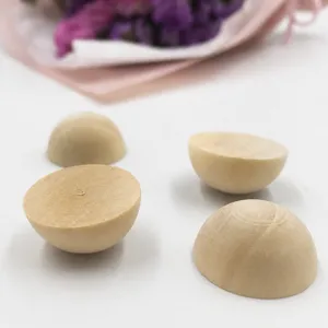 Mitades de cuentas de madera de Schima sin terminar cuentas semisféricas naturales manualidades