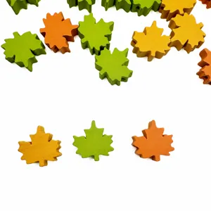 Colorful Wooden Maple Leaf Loose Beads 20mm DIY Handmade Jewelry Accessories Crafts Home Decoration Gift