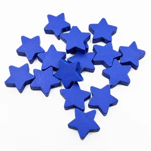 Blue wooden star beads, ideal for DIY jewelry making, crafts, and handmade accessories.
