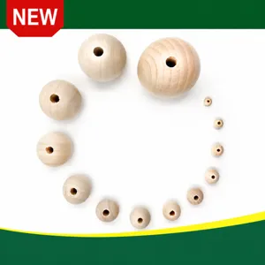 Perles Rondes Vrac en Bois Naturel Perles à Grand Trou pour Fabrication de Bijoux DIY Bracelet Collier Accessoires