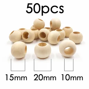 50pcs natural wooden beads large hole loose beads bulk for diy jewelry making crafts 10mm 15mm 20mm