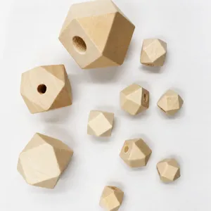 Natural Wood Beads Faceted Octagon Schima Wood Loose Beads For DIY Jewelry Making Crafts And Home Decor