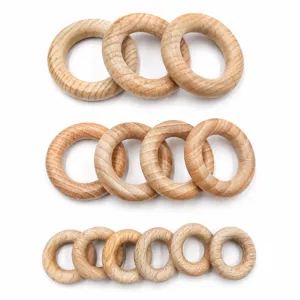 Natural Beech Wood Rings DIY Teething Rings Craft Accessories Wooden Loops 25-50mm