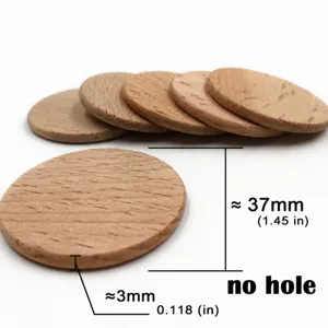Unfinished natural beech wood round slices for DIY crafts and jewelry accessories 38mm