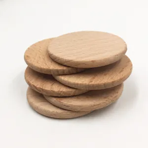 Unfinished wooden round discs 38mm beech wood DIY craft jewelry making accessories natural wood
