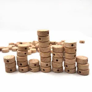 Perles en bois de hêtre naturel, perles rondes plates de 15mm pour la fabrication de bijoux DIY.