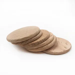 38mm natural beech wood round blank discs for handmade DIY jewelry crafting and wood painting.
