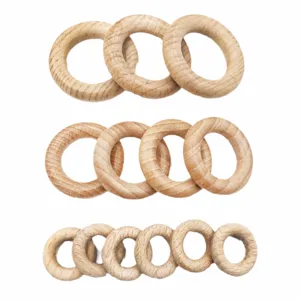 Natural wooden rings unpainted round wood loops for DIY craft jewelry making teething