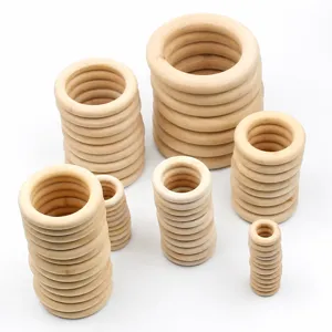 Natural wood rings for DIY crafts, curtain rings, and handmade accessories. Smooth finish.