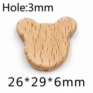 Wooden animal teething beads DIY craft accessories, natural beech wood baby sensory beads.