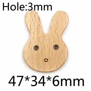 Beech wood cute rabbit shape DIY bead accessory, smooth surface with 3mm hole for crafting.