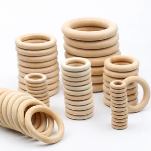 Natural wooden rings for DIY craft, handmade loops and curtain ring accessories.