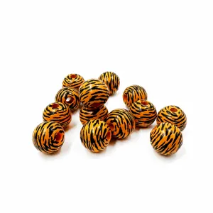 16mm wooden beads orange black striped round diy jewelry accessories craft supply details