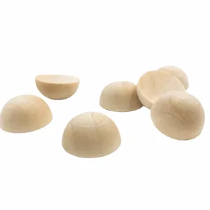 Cuentas de madera natural semiesferas sin terminar para hacer manualidades de joyería DIY.